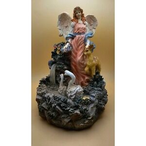 Vintage Musical Animated Angel Sculpture "ANGEL & ANIMALS" Classic Treasures